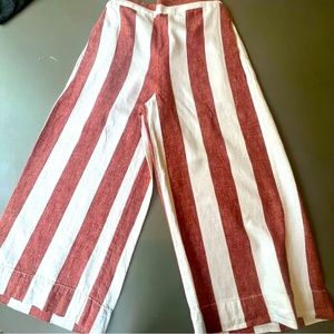 Madewell Linen Striped Pants. Wide Legged Cropped.